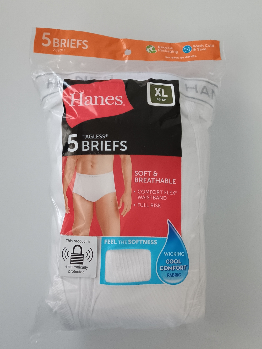 NEW 5pk Hanes Tagless Briefs White  5-Pack Men's XL 100% Cotton